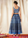 Women Navy Chevron Anarkali Skirt With Crop Top