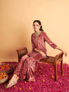 Women Pink Velvet Embroidered Short Kurta With Palazzos-SHSET95612XS