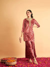 Women Pink Velvet Palazzo Pants