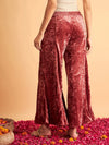 Women Pink Velvet Palazzo Pants