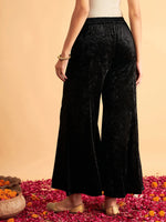 Women Black Velvet Palazzo Pants