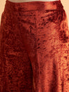 Women Rust Velvet Palazzo Pants