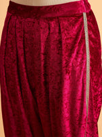 Women Fuchsia Velvet Dhoti Pants