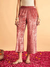 Women Pink Velvet Straight Pants-SHPAN50610XS