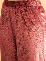 Women Pink Velvet Straight Pants-SHPAN50610XS