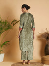 Women Olive Velvet Straight Kurta