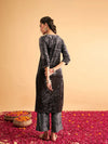 Women Grey Velvet Embroidered Straight Kurta-SHKUR00320XS