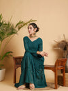 Women Emerald Dot Foil Print Tiered Maxi Dress