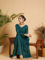 Women Emerald Dot Foil Print Tiered Maxi Dress