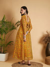 Women Mustard Floral Anarkali Maxi Dress