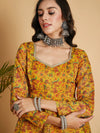 Women Mustard Floral Anarkali Maxi Dress