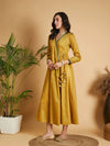 Women Mustard Angrakha Anarkali Dress With Slip