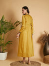 Women Mustard Angrakha Anarkali Dress With Slip