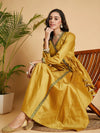 Women Mustard Angrakha Anarkali Dress With Slip