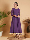 Women Purple Dot Foil Print Anarkali Dress