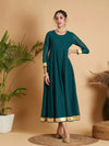 Women Emerald Dot Foil Print Anarkali Dress