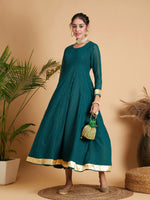 Women Emerald Dot Foil Print Anarkali Dress