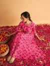 Women Fuchsia & Blue Bandhej Anarkali Dress