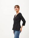 Women Black V-Neck Peplum Top