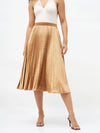 Women Gold Velvet Pleated Skirt