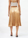 Women Gold Velvet Pleated Skirt