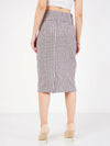 Women Burgundy Geometrical Jacquard Tweed Pencil Skirt