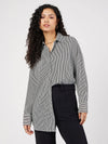 Women Black & White Pinstriped Oversize Shirt