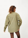 Women Olive Corduroy Oversized Shirt