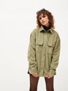 Women Olive Corduroy Oversized Shirt