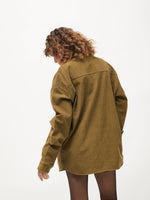 Women Brown Corduroy Oversized Shirt