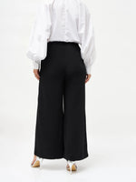 Women Black Scuba Wide Leg Pants