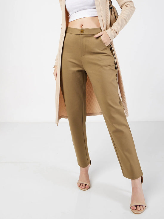 Women Beige Roma Tapered Pants