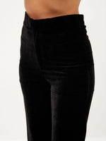 Women Black Velvet Bell Bottom Pants-SFPANT50600XS