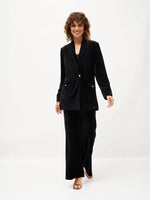 Women Black Velvet Bell Bottom Pants-SFPANT50600XS