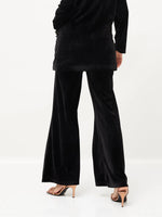 Women Black Velvet Bell Bottom Pants-SFPANT50600XS