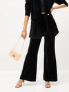 Women Black Velvet Bell Bottom Pants-SFPANT50600XS