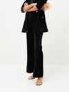 Women Black Velvet Bell Bottom Pants-SFPANT50600XS