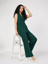 Women Emerald Front Dart Palazzo Pants