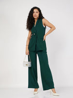 Women Emerald Front Dart Palazzo Pants