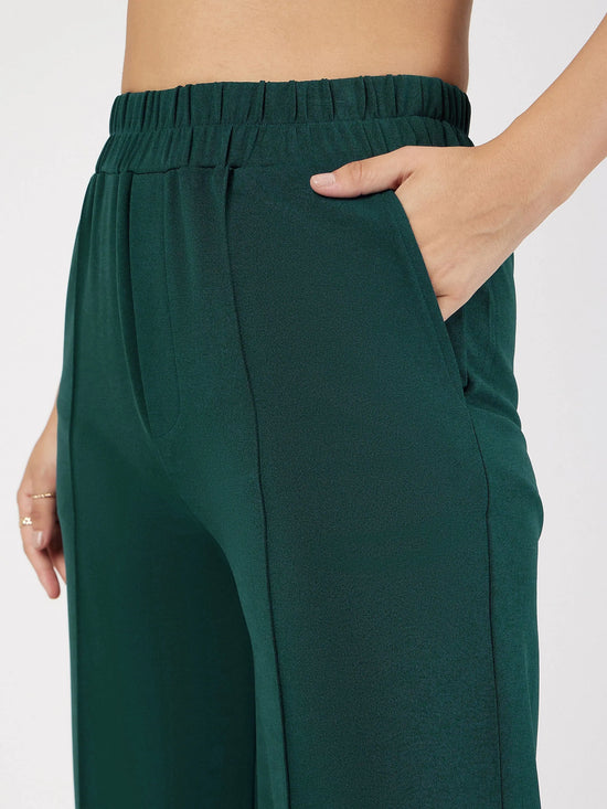 Women Emerald Front Dart Palazzo Pants