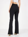 Women Black Bone Pocket Bell Bottom Pants