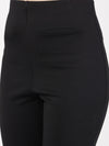 Women Black Bone Pocket Bell Bottom Pants