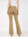 Women Beige Bell Bottom 4-Way Stretch Pants