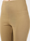 Women Beige Bell Bottom 4-Way Stretch Pants