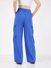 Women Royal Blue Multi Pocket Detail Cargo Pants