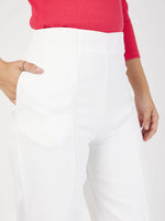 Women White Front Darted Balloon Fit Pants