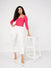 Women White Front Darted Balloon Fit Pants