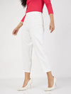 Women White Front Darted Balloon Fit Pants