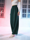 Women Emerald Green Korean Pleated Loose Fit Pants