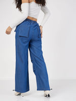 Women Blue Denim Baggy Fit Cargo Pants-SFPANT50575XS